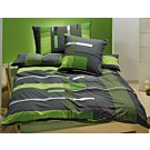 Linge de lit en jersey à rayures, vert – Taie d'oreiller – 65x100 cm