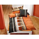 Bettwäsche mit trendigem Grafikdesign in orange-anthrazit – Duvetbezug – 200x210 cm