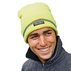 Bonnet fluo en tricot jaune fluo