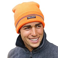 Bonnet fluo en tricot orange fluo