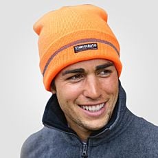 Bonnet fluo en tricot orange fluo