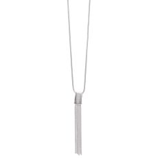 Halskette aus rhodiniertem Metall mit Paspelanhänger