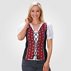 Shirt corsage edelweiss avec laçage rouge