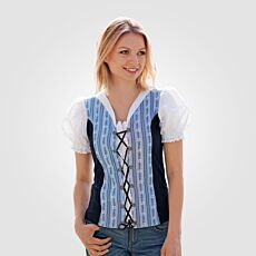 Shirt corsage edelweiss avec laçage bleu