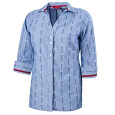 3/4-Arm Damen Edelweissbluse mit Kragen hellblau