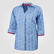 3/4-Arm Damen Edelweissbluse mit Kragen hellblau
