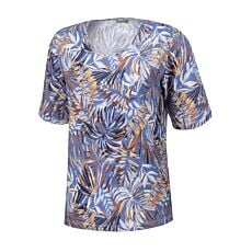 T-shirt dames à encolure arrondie et motif floral