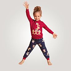 Kinderpyjama mit Weihnachtsmotiven rot-marine