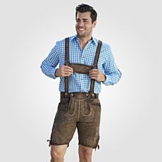 Pantalon bavarois court en cuir avec bretelles