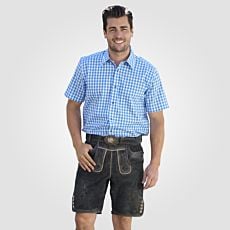 Pantalon bavarois court en cuir avec ceinture noir-brun