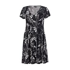 Jersey-Kleid durchgeknöpft schwarz-weiss