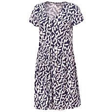 Jersey-Kleid durchgeknöpft schwarz-beige