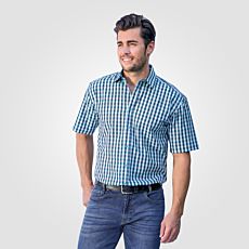 Herren Kurzarmhemd türkis-blau