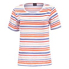 Gestreiftes Rundhals T-Shirt mit kleinen Seitenschlitzen