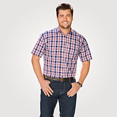 Chemise à manches courtes à carreaux, marine-rouge