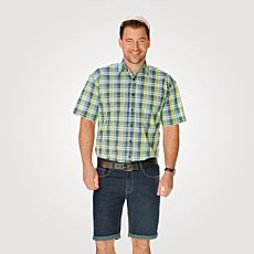 Chemise à manches courtes à carreaux, vert-marine