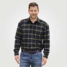 Chemise à carreaux en flanelle pour hommes, noir-olive