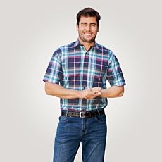 Herren Kurzarmhemd marine-petrol