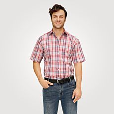 Chemise à manches courtes et carreaux, rouge