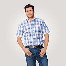 Chemise à manches courtes, blanc-bleu-jaune