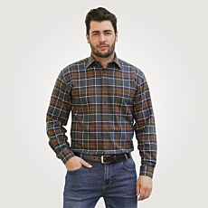 Flanellhemd Karo orange-grau