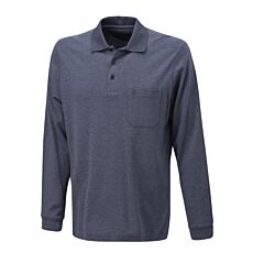 Ragman Herren Poloshirt langarm Carbon Stripe meliert