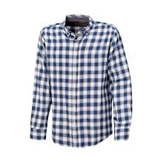Chemise casual en flanelle à carreaux pour hommes, bleu-blanc