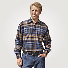 Flanellhemd blau-orange kariert