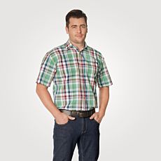 Chemise à manches courtes et carreaux, vert-bordeaux