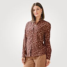 Blouse-chemisier à manches longues et imprimé léopard