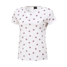 Leinen T-Shirt mit Allover-Print und Rundhalsausschnitt