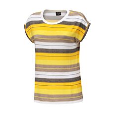 T-shirt rayé à encolure arrondie pour dames jaune
