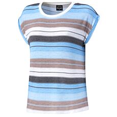 Gestreiftes T-Shirt mit Rundhalsausschnitt für Damen aqua blau