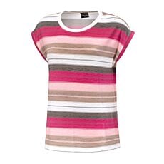 Gestreiftes T-Shirt mit Rundhalsausschnitt für Damen pink