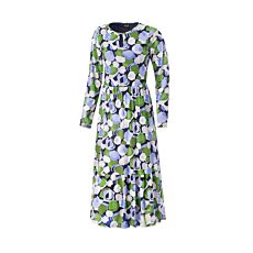 Bedrucktes Midi Kleid mit Rundhalsausschnitt grün