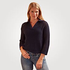 Pull-over en tricot ajouré avec col polo