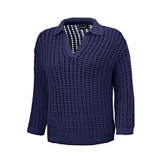 Pull-over en tricot ajouré avec col polo