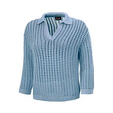 Pull-over en tricot ajouré avec col polo