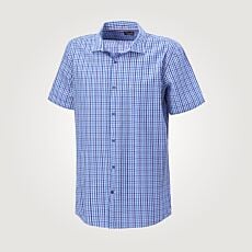 Chemise à manches courtes sans repassage, en coton bleu moyen