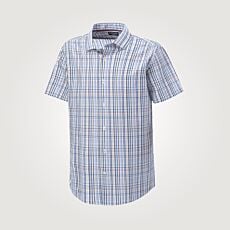 Kariertes Kurzarmhemd aus Baumwolle blau bügelfrei