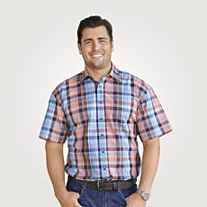 Chemise en coton à carreaux et manches courtes, pétrole