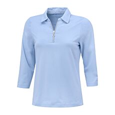 Uni Poloshirt mit Reissverschluss und 3/4 Ärmeln