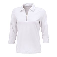 Uni Poloshirt mit Reissverschluss und 3/4 Ärmeln