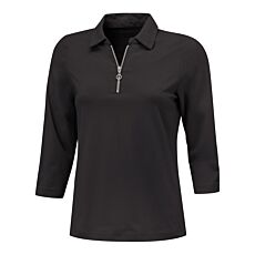 Uni Poloshirt mit Reissverschluss und 3/4 Ärmeln