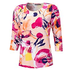 Damen Shirt mit 3/4 Ärmeln und Blumenmuster