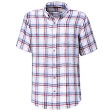 Chemise en lin à carreaux et manches courtes hommes