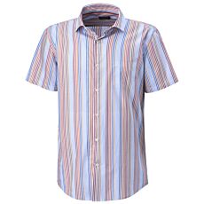 Chemise à carreaux et manches courtes en coton hommes orange-bleu