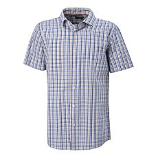 Chemise à carreaux et manches courtes en coton hommes brun