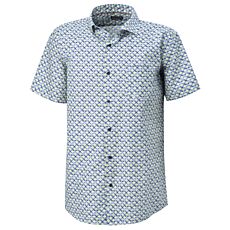 Chemise imprimée à manches courtes en coton hommes vert-marine