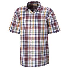 Chemise à manches courtes et carreaux en coton bordeaux